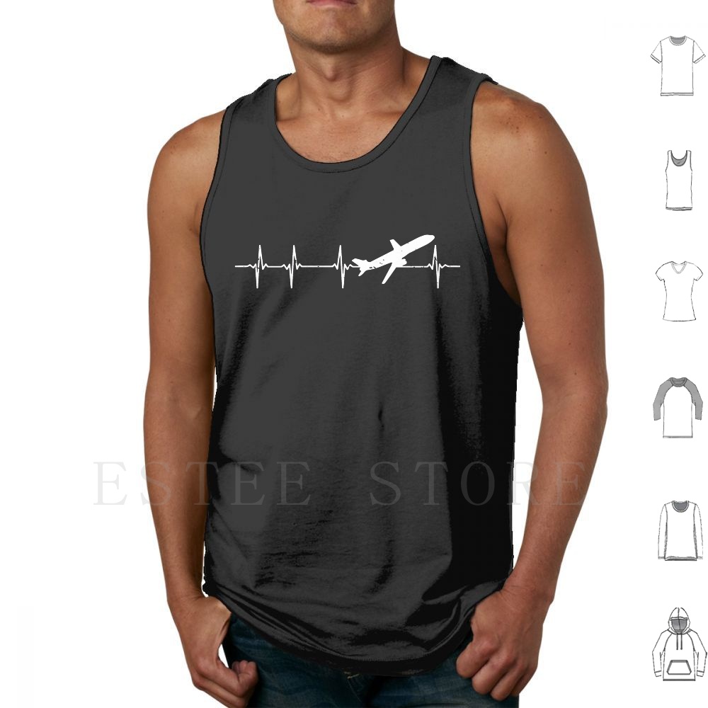Commercial Printing Business - Airplane Ekg Tank Tops Vest Sleeveless